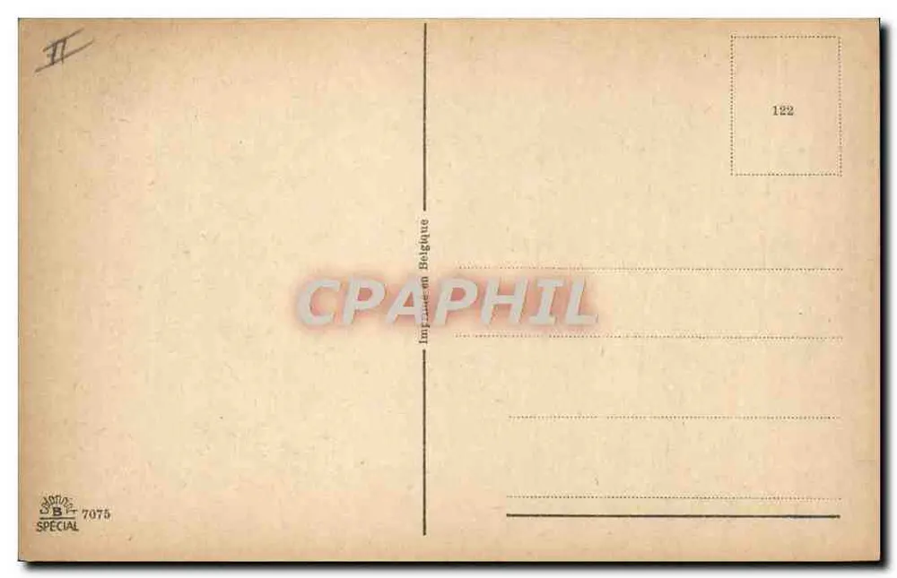 Scena morska z jachtem — Imp. Belge 7075 — numer seryjny 122 - Rewers