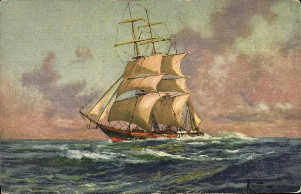 Navio a vela — mar agitado — Rieger & Cie, n° 56 - Frente