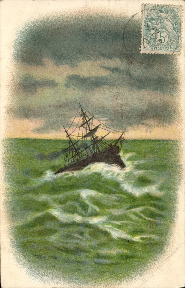 Navio em perigo em uma tempestade — editor não identificado, n° de série 11427 - Frente