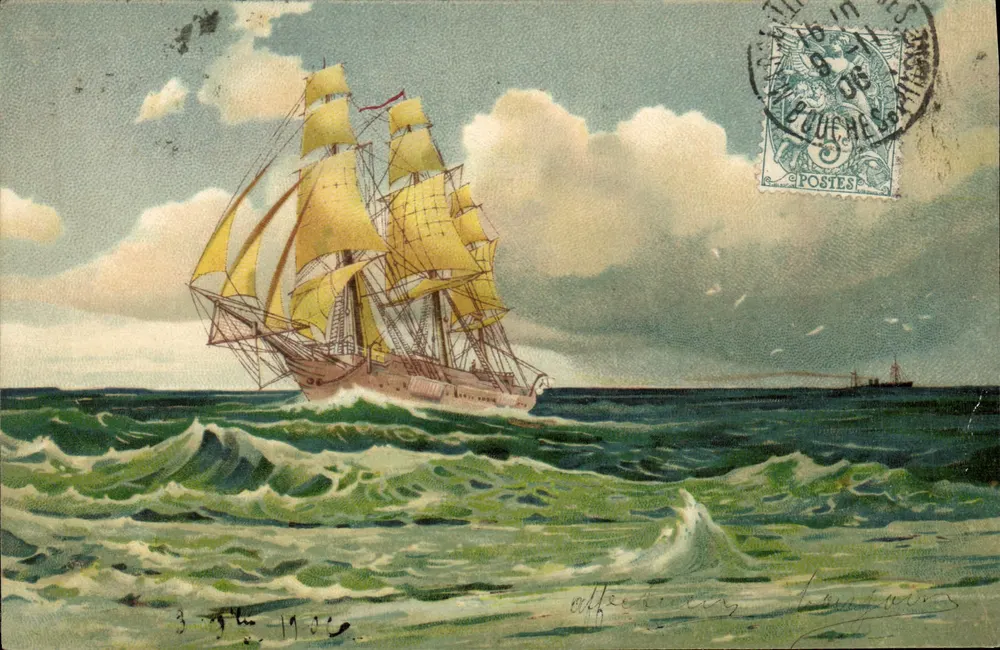 Navio a vela — mar agitado — editor não visível - Frente