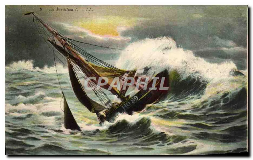 Navio em perigo em uma tempestade — LL. — Série HO 89 - Frente