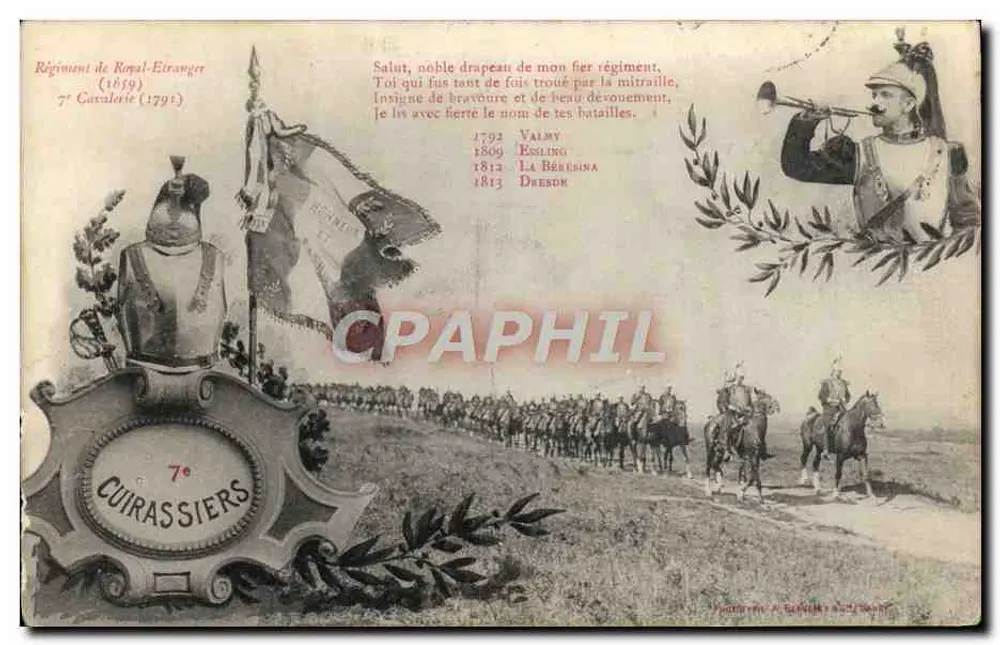 Regimento de Royal-Etranger — 7º Cuirassiers (1859) — 7º Cavalaria (1791) - Frente