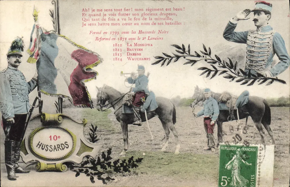 10º Hussardas — História e uniformes — Editor não identificado, número de série não visível - Frente