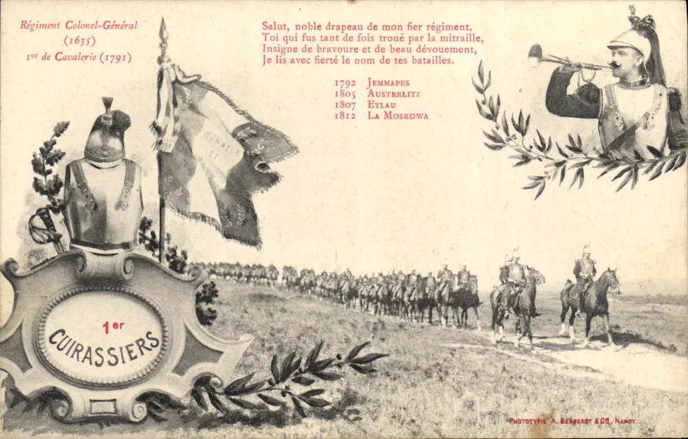 1º Regimento de Cuirassiers — 1º Regimento Coronel-Geral (1635) — Fototipia A. Berberet & Cie, Nancy - Frente