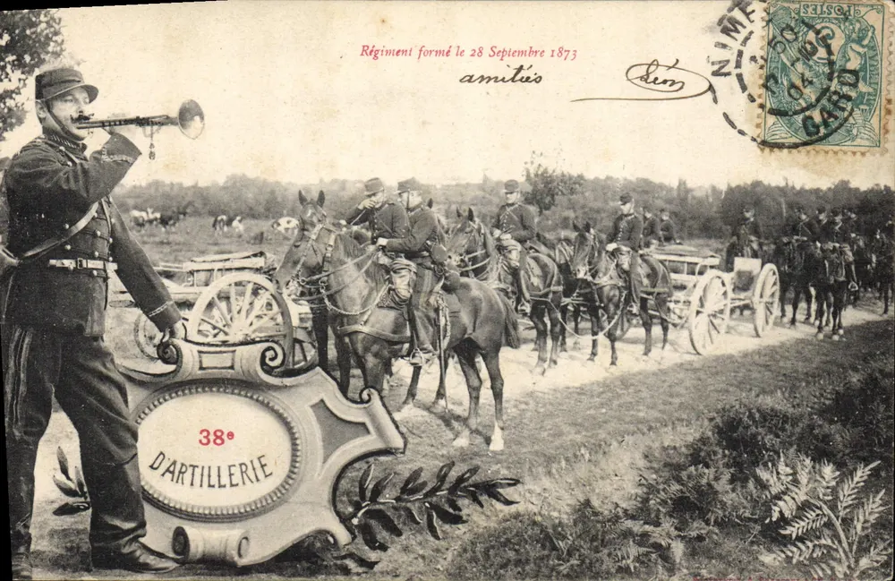 38. Artillerieregiment — Gegründet am 28. September 1873 — Anonymer Verleger - Vorderseite