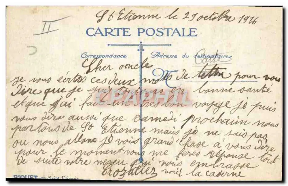Saint-Étienne - Kasernen Rullière (Infanterie) — 35 — Verlag nicht sichtbar - Rückseite