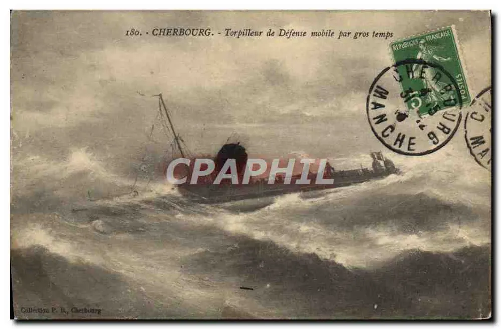 Cherbourg — Mobiles Flugboot zur Abwehr bei stürmischem Wetter — Sammlung P. B., Cherbourg - Vorderseite