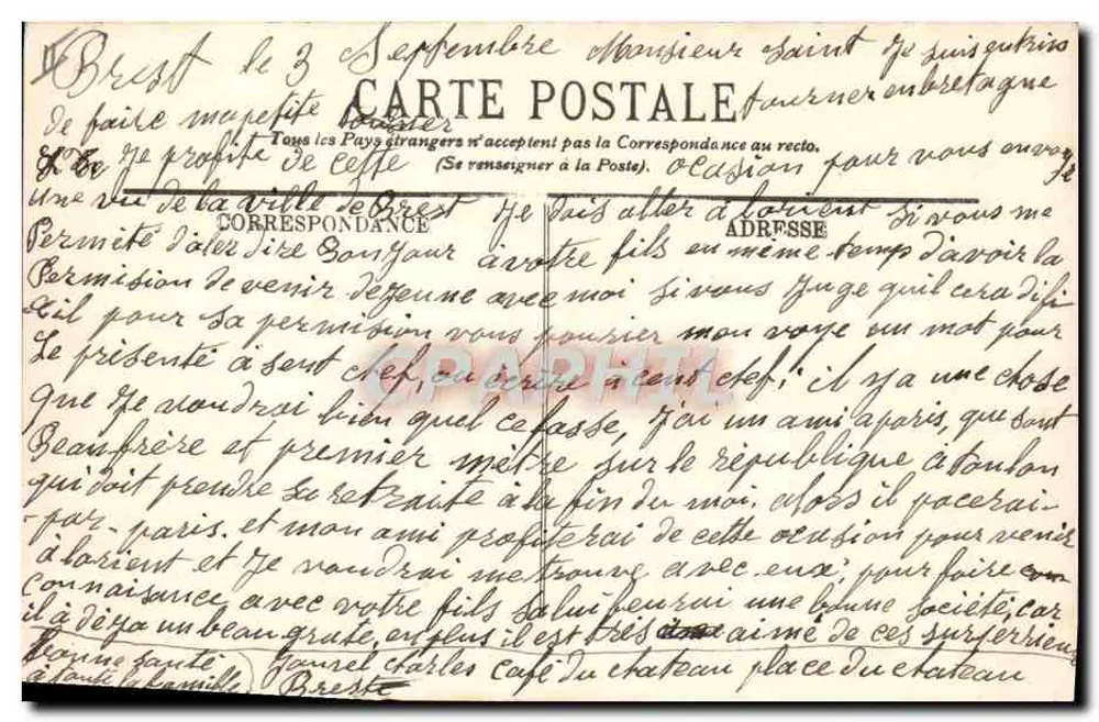 BREST - Der Kriegshafen und die Stadt - G. B. - Rückseite