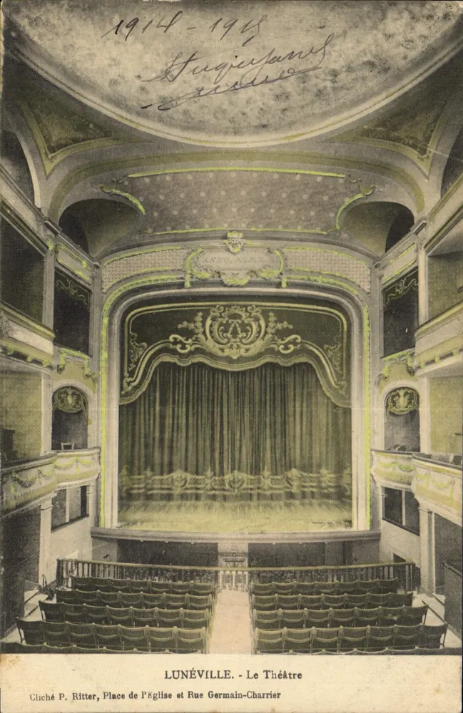 Lunéville - O Teatro — Cliché P. Ritter, Praça de Pégilise e Rua Germain-Charrier - Frente