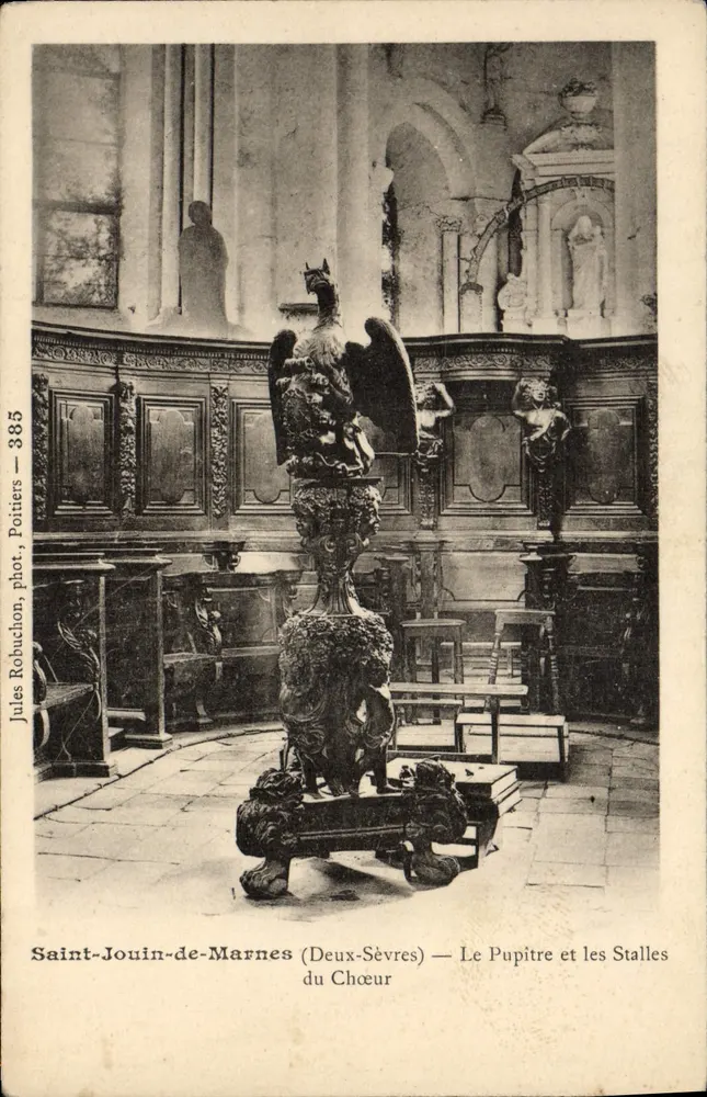 Saint-Jouin-de-Marnes (Deux-Sèvres) — Der Predigerstuhl und die Chorbanken — Jules Robuchon, Foto. Poitiers — n° 385 - Vorderseite
