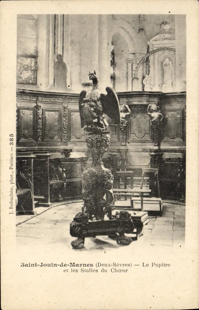 Saint-Jouin-de-Marnes (Deux-Sèvres) — Der Pulpit und die Chorstühle — J. Robuchon, phot., Poitiers — n° 385 - Vorderseite