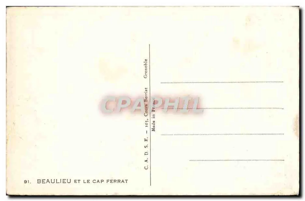 Beaulieu i Kap Ferrat — widok panoramiczny — C.A.D.S.E. Grenoble - Rewers
