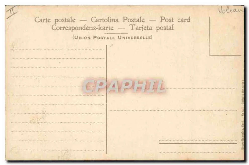 Ausbruch des Vesuvs — Ansicht des bedeckten Kraters — April 1906 — Édition D'Argenlieu, Éd. — Nr. 11 - Rückseite