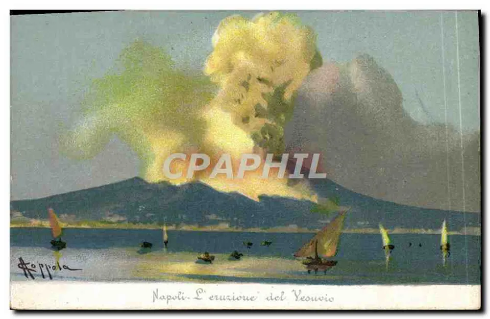 Neapel - Die Eruption des Vesuvs — Verlag Ettore Ragnochio, Neapel - Vorderseite