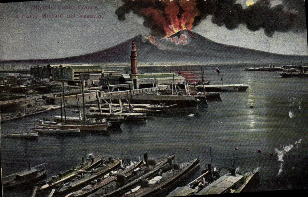 Napoli, Militärhafen mit Vesuv — Verlag G. DUMMEN & CO., FRANCOFORTE S. M., NAPOLI - Vorderseite
