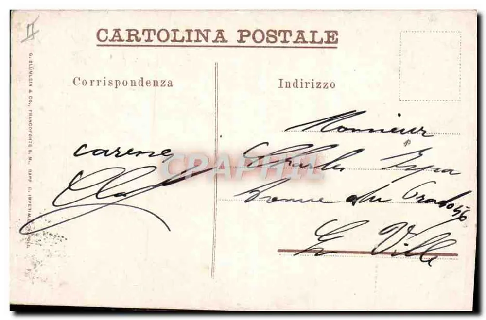 Napoli, Militärhafen mit Vesuv — Verlag G. DUMMEN & CO., FRANCOFORTE S. M., NAPOLI - Rückseite