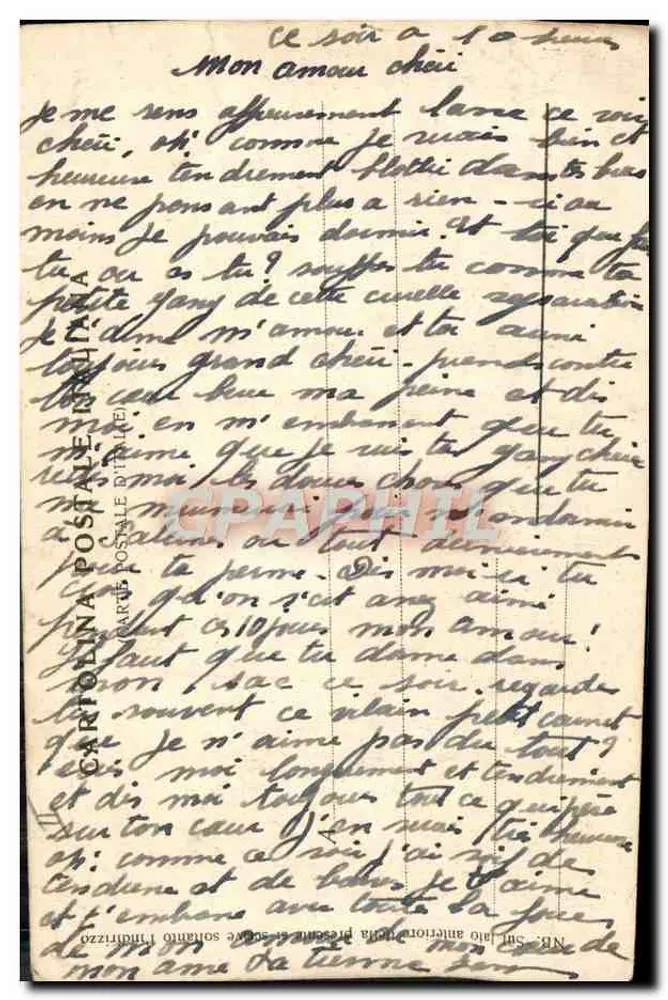 Napoli, Ausbruch des Vesuvs — nächtliche Illustration mit Mond und Boot — Verlag Shippel & Cie, Berlin 1912 - Rückseite