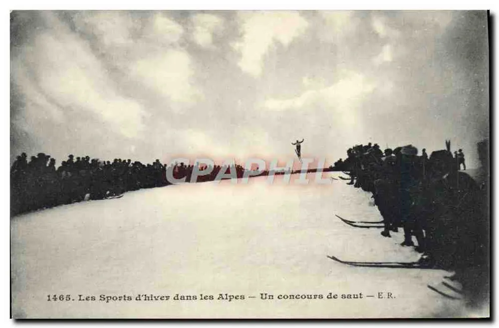 Winter-Sport in den Alpen — Ein Sprungwettbewerb — E.R. - Vorderseite