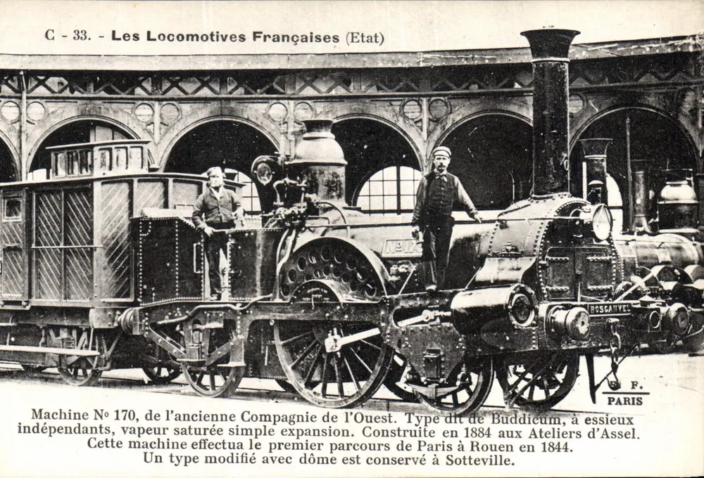 Dampflokomotive Nr. 170 — ehemalige Compagnie de l'Ouest — Typ Buddicium — Verlag Cliché Loco Publishing - Vorderseite