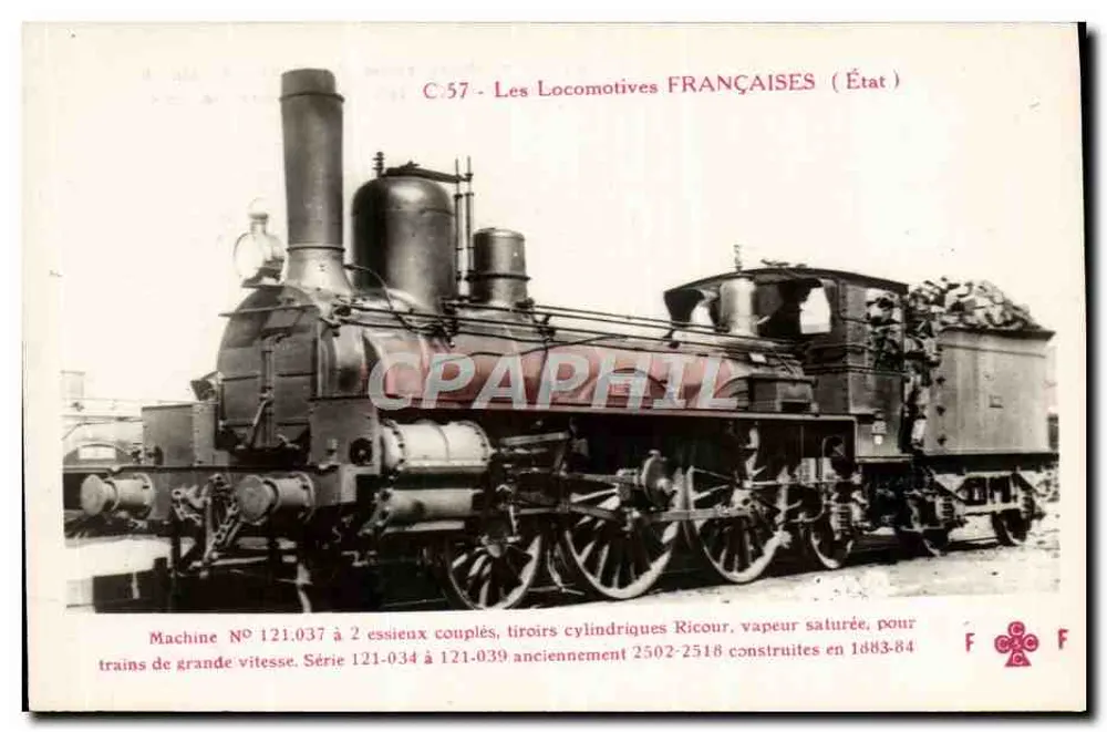 Locomotiva francesa n°121.037 — Série 121.034 a 121.039 — Editor F. Pleury, 49, av. de la République, Paris - Frente
