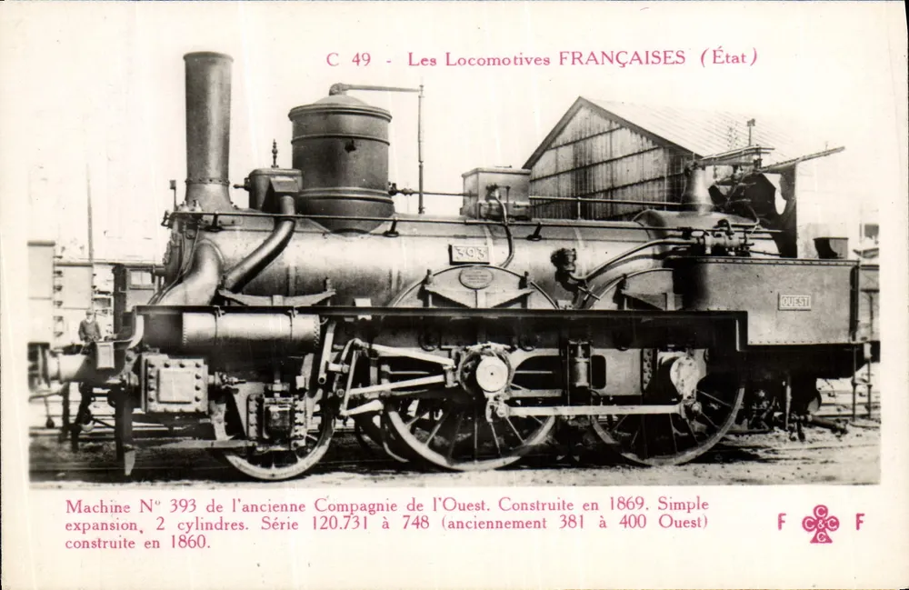Dampflokomotive mit Expansion — Maschine Nr. 393 — Compagnie de l'Ouest (Staat) - Vorderseite