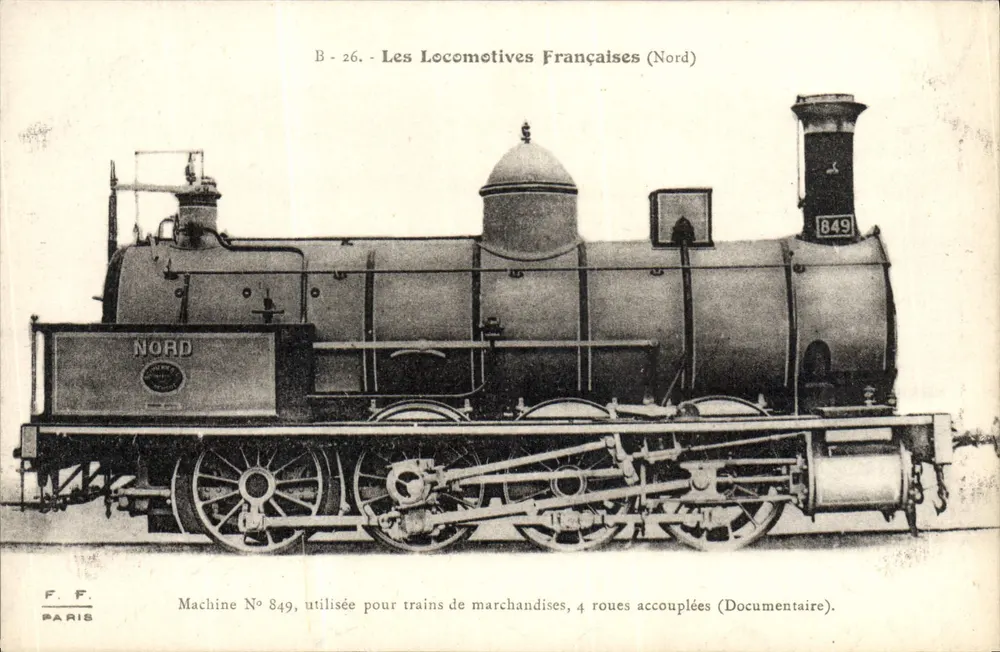Nord Lokomotive n°849 — Maschine für Güterzüge, 4 gekuppelte Räder — F.F. Paris - Vorderseite