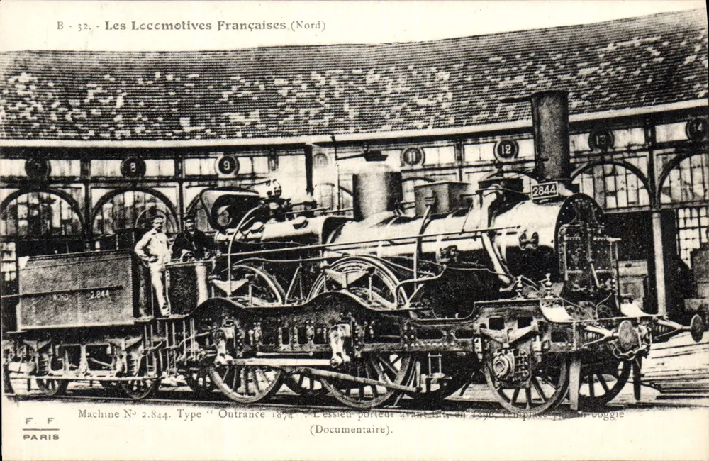 Locomotivas Francesas (Nord) — Máquina N° 2.844, Tipo 'Outrance 1874' — F.F. Paris - Frente