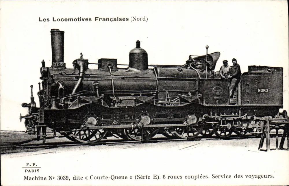 Locomotiva francesa (Nord) — Máquina n° 3039, « Courte-Queue », série E — editor F.F. Paris - Frente