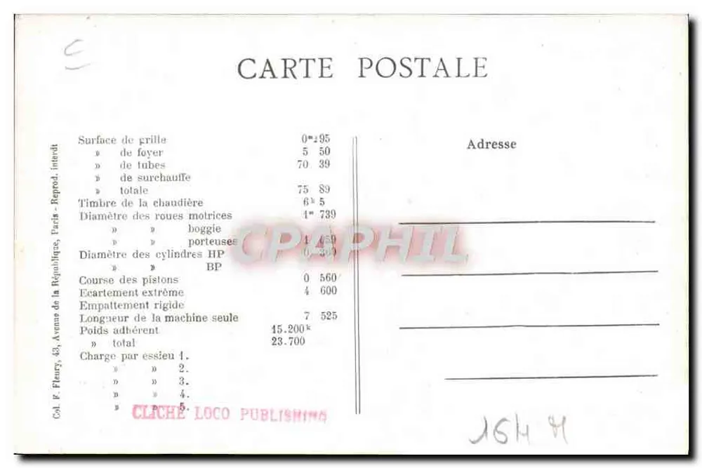 Locomotiva N°22 — Norte — Série 17 a 50 — F.F. Paris - Verso