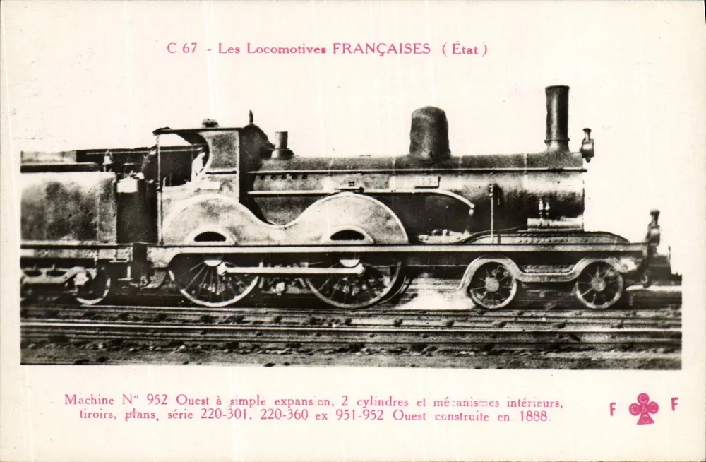 Locomotiva francesa n° 952 — Estado — série 220-360 — F. F. Paris - Frente