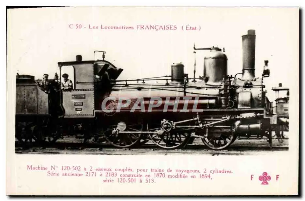 Locomotiva francesa série 120-502 — Estado — F. Flahury, Paris - Frente