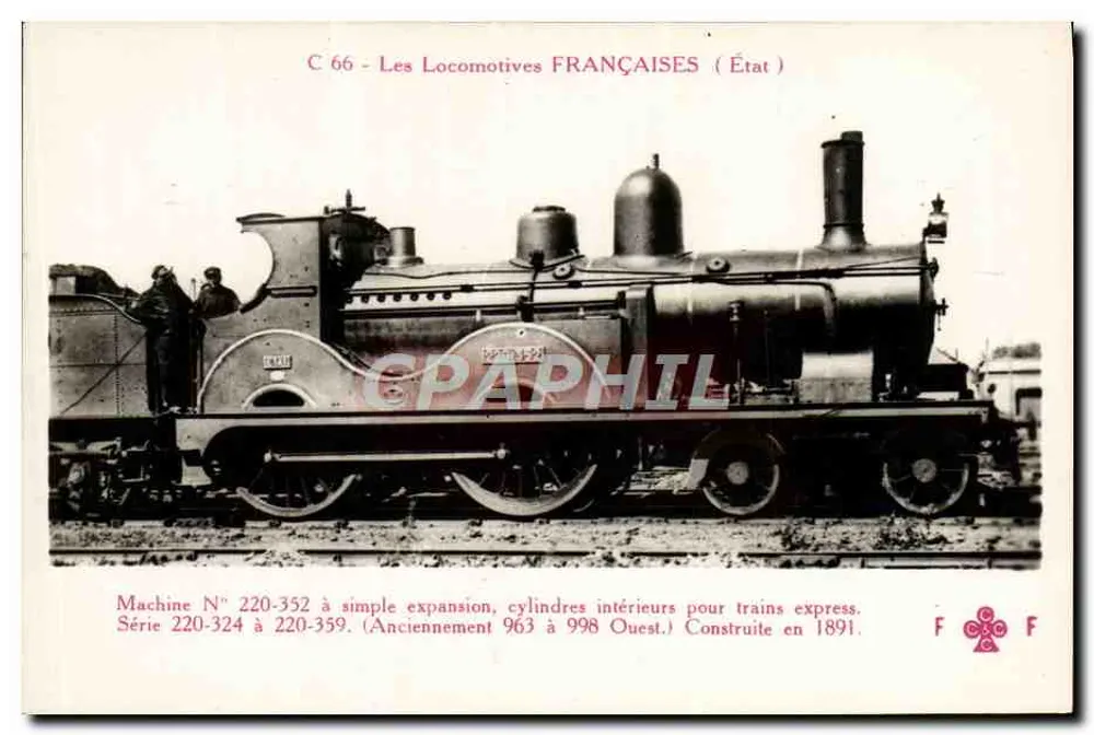 Locomotiva francesa N° 220-352 — Série 220-324 a 220-359 — Editor F. F. Paris - Frente