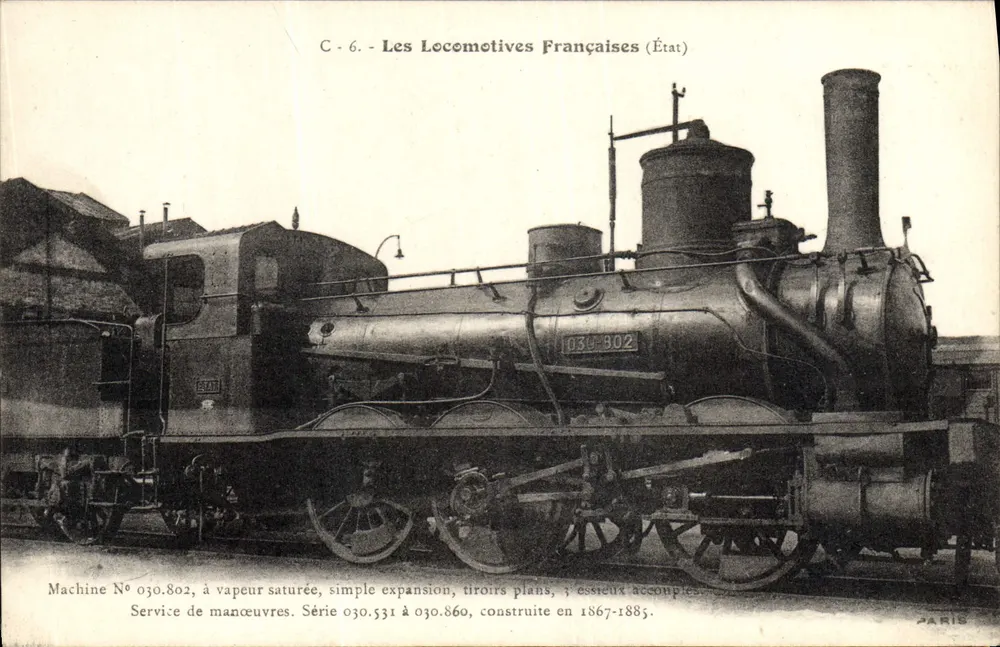 फ्रांसीसी लोकोमोटिव संख्या 030.802 — मानव चालित सेवा — प्रकाशक पेरिस - आगे