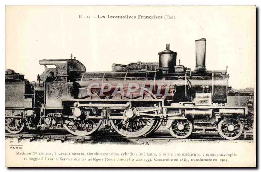 Locomotiva francesa n° 220 241 — Série 220-255 — Estado — F. F. Paris - Frente