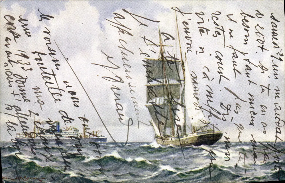 Navio a vela e navio de passageiros — Cartazes da Funnell Line — editor: The Funnell Line - Frente