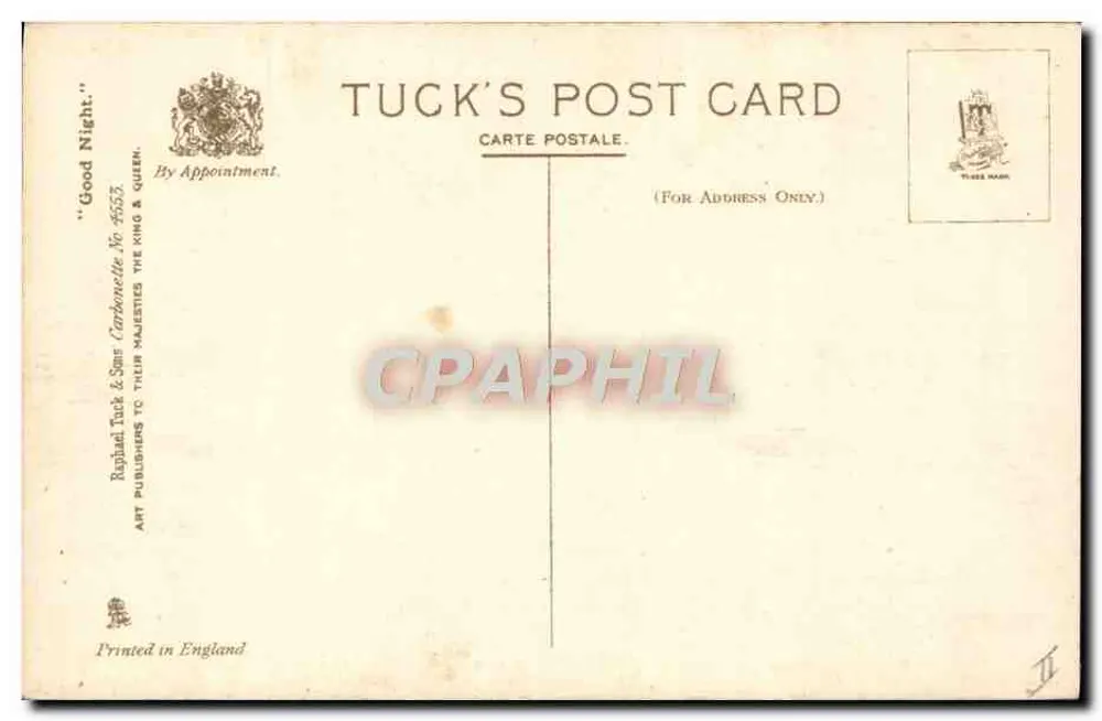 Frau im Nachthemd — hält einen Geburtstagskuchen mit Kerze — Tuck's Post Card, n° 4653 - Rückseite