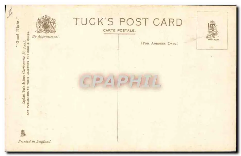 Junge Frau in Nachthemd — mit Tablett — Tuck's Post Card n°4553 - Rückseite