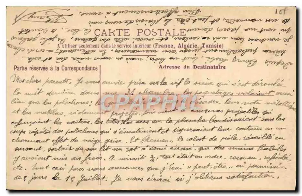 Le Lit en Batterie — soldado dormindo — P. L. LMLINEER & CIE, IMP. PHOT. NANCY - Verso