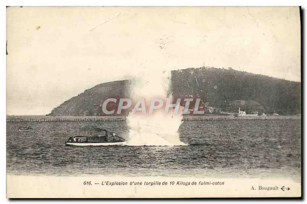 Explosão de uma torpilha de 10 quilogramas de fulmi-coton — A. Bougault n°616 - Frente