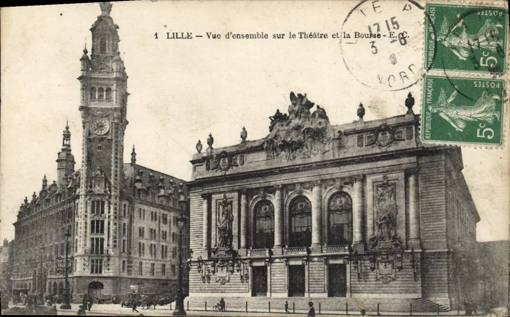 LILLE — Übersicht über das Theater und die Börse — E.C. - Vorderseite