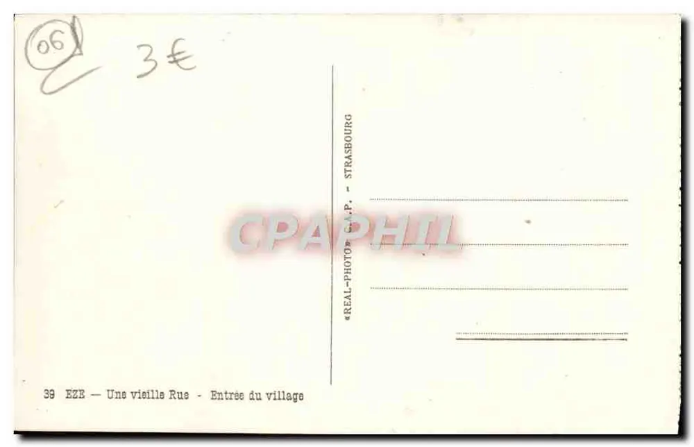 Eze — Eine Ansicht der Straße — Eingang zum Dorf — REAL-PHOTO - STRASBOURG - Rückseite