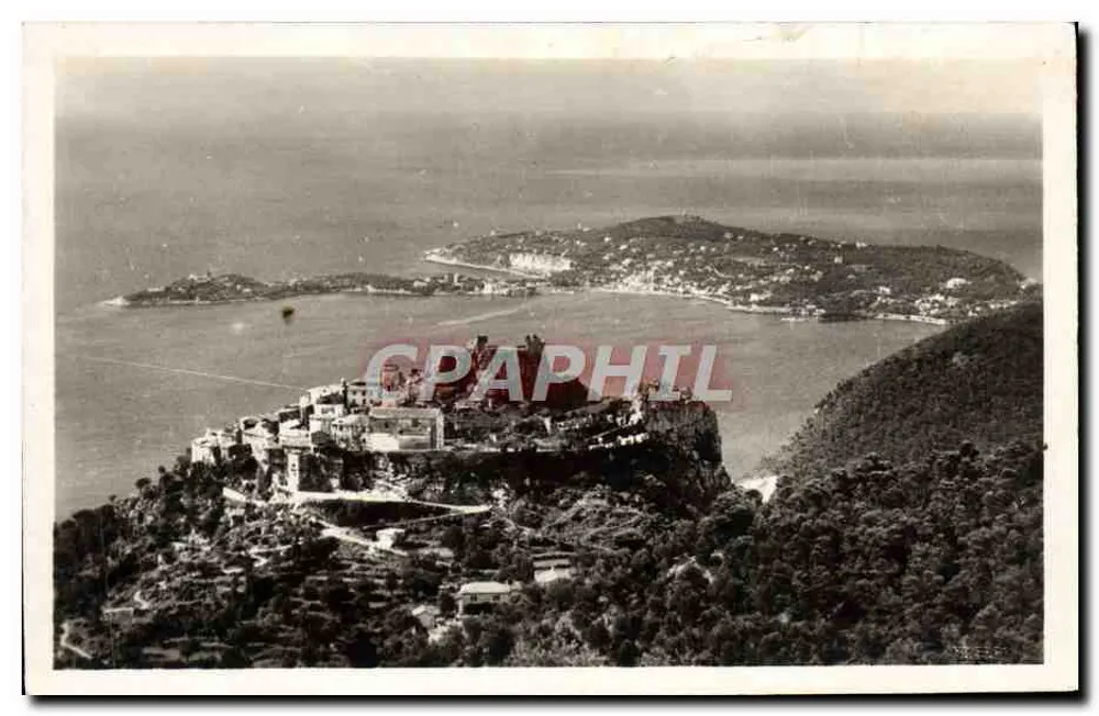 Eze — Blick auf das Dorf und den Cap Ferrat — Alt. 350 m. - Vorderseite