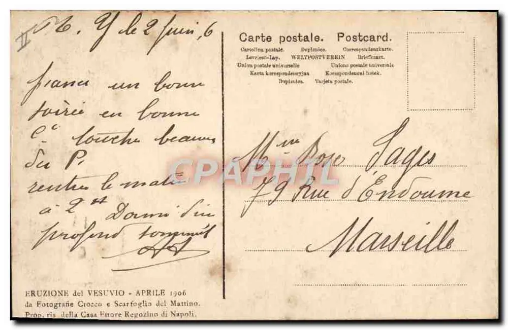 Boscoreale - Onde estava o bairro Oratorio — editor Crocco & Scarfoglio, n°26 - Verso
