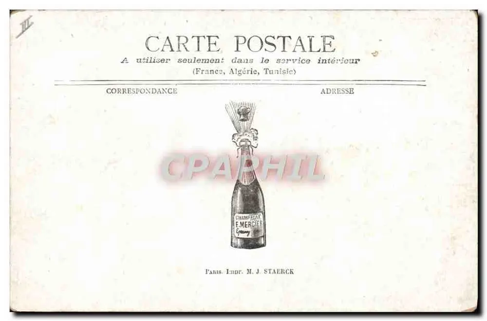 Bebê em um cesto de champanhe — E. Mercier & Cie, Epernay — J. Rollet, Epernay - Verso