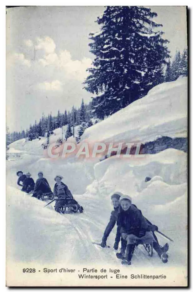Schlittenfahrt — Wintersport — Eine Schlittenpartie — Nr. 9228 — Photo-Club von Neuchâtel - Vorderseite
