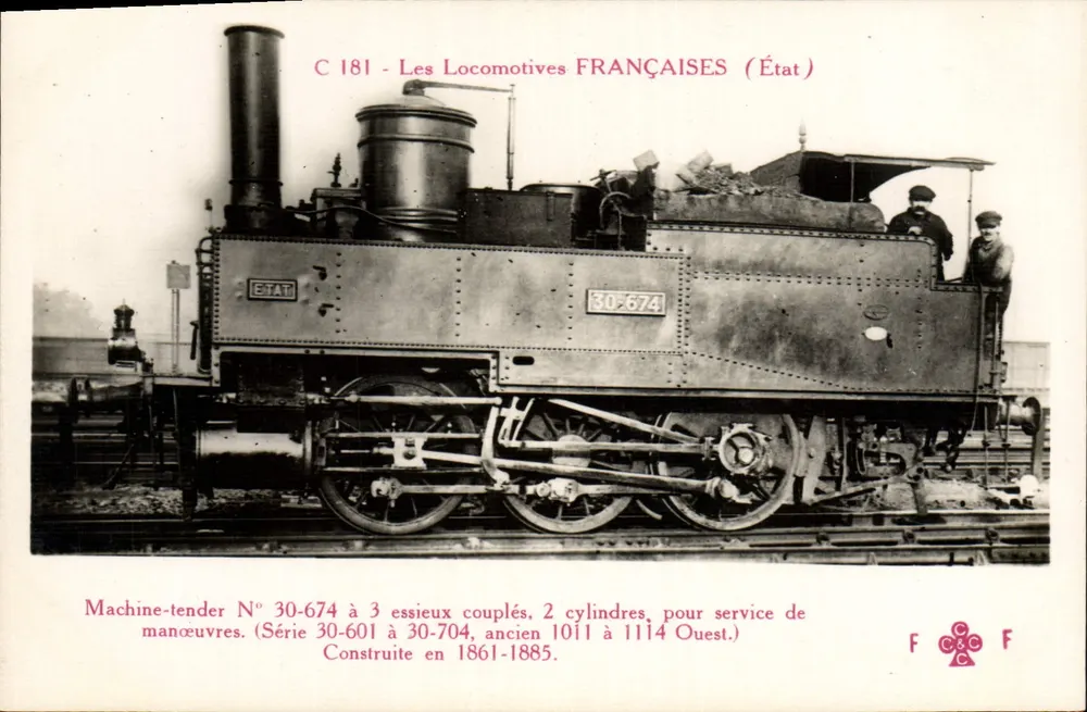 Máquina-tender N° 30-674 — Locomotiva francesa (Estado) — C 181 — Editor F. F. Paris - Frente