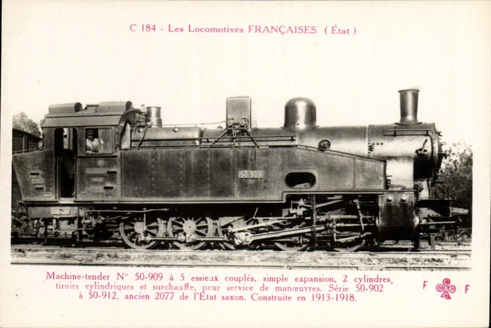 Machine-tender N° 50-909 — Locomotive française de la série 50-902 — Éditeur F. Fleury, Paris - Frente