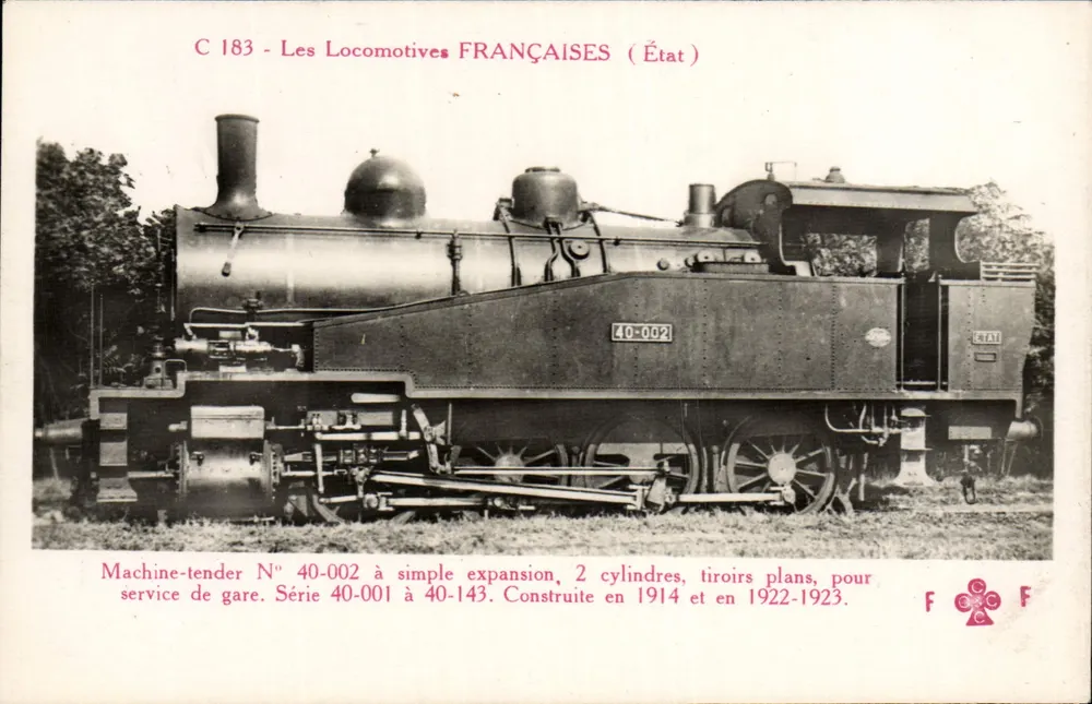 Locomotiva francesa N° 40-002 — Série 40-001 a 40-143 — Editor F. F. (C 183) - Frente