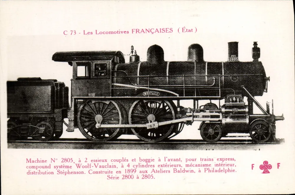 Französische Lokomotive n° 2805 — Serie 2800 bis 2805 — Verleger F. Fleury, Paris - Vorderseite