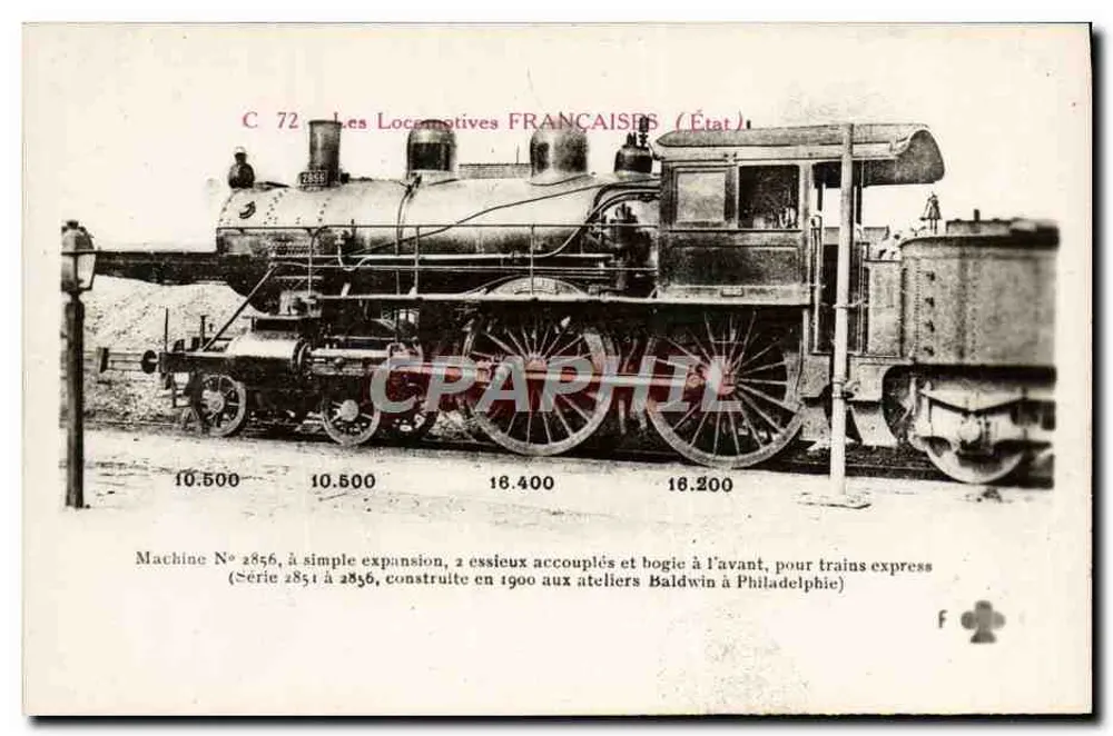 Locomotiva francesa n° 2856 — Série 2851 a 2856 — n° 72 - Frente